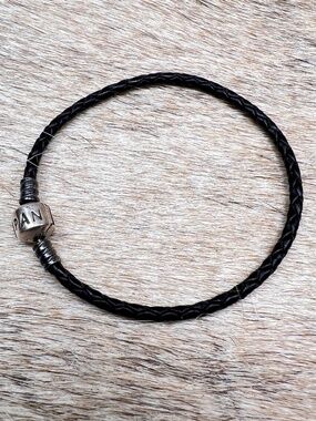 Pandora Moments Braided Leather Bracelet w/ Sterling Silver Barrel Clasp